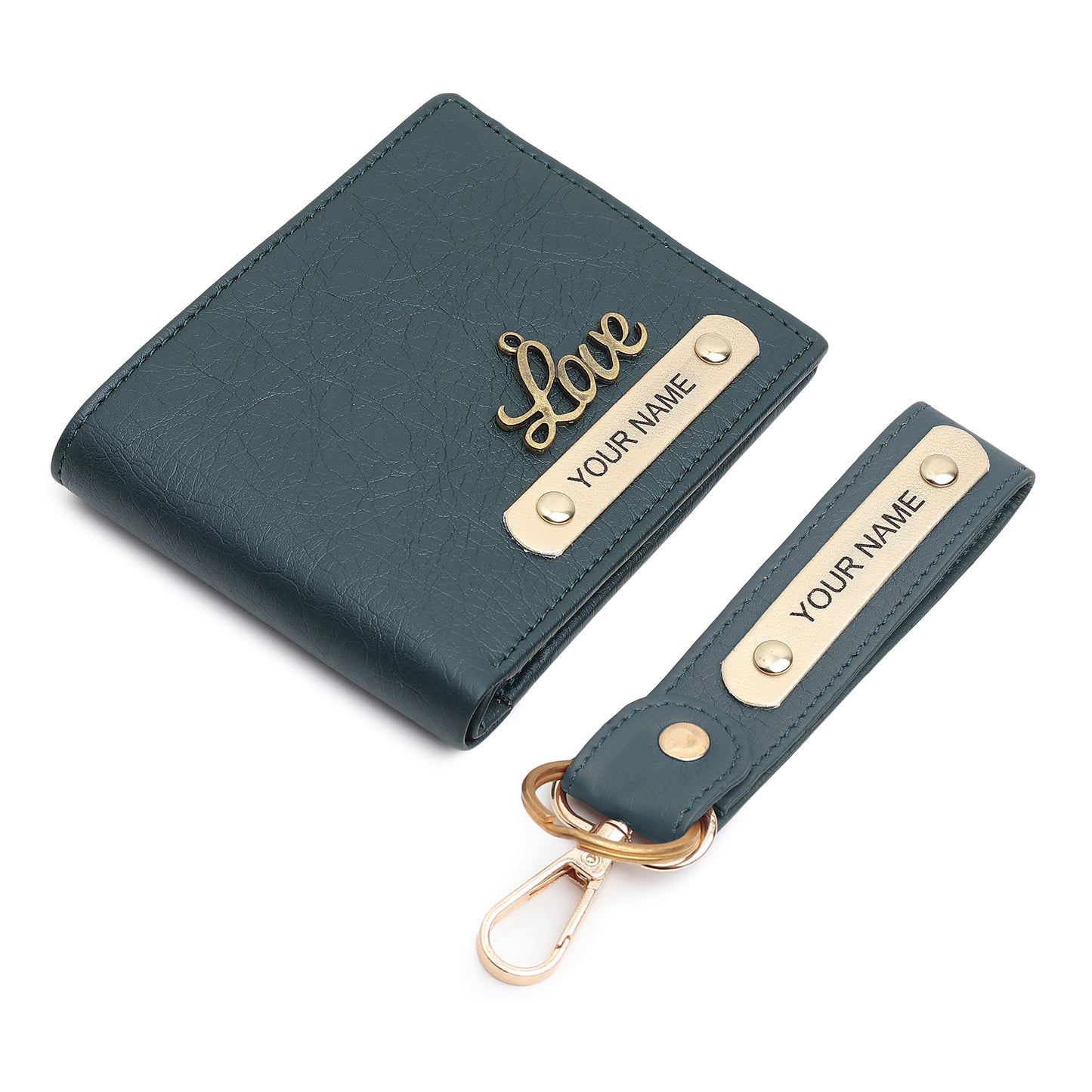 Combo Personalised Leather wallet Gift for Dad, Custom Engraved Slim Bifold Wallet for Father's Day Present with Customised Keychian