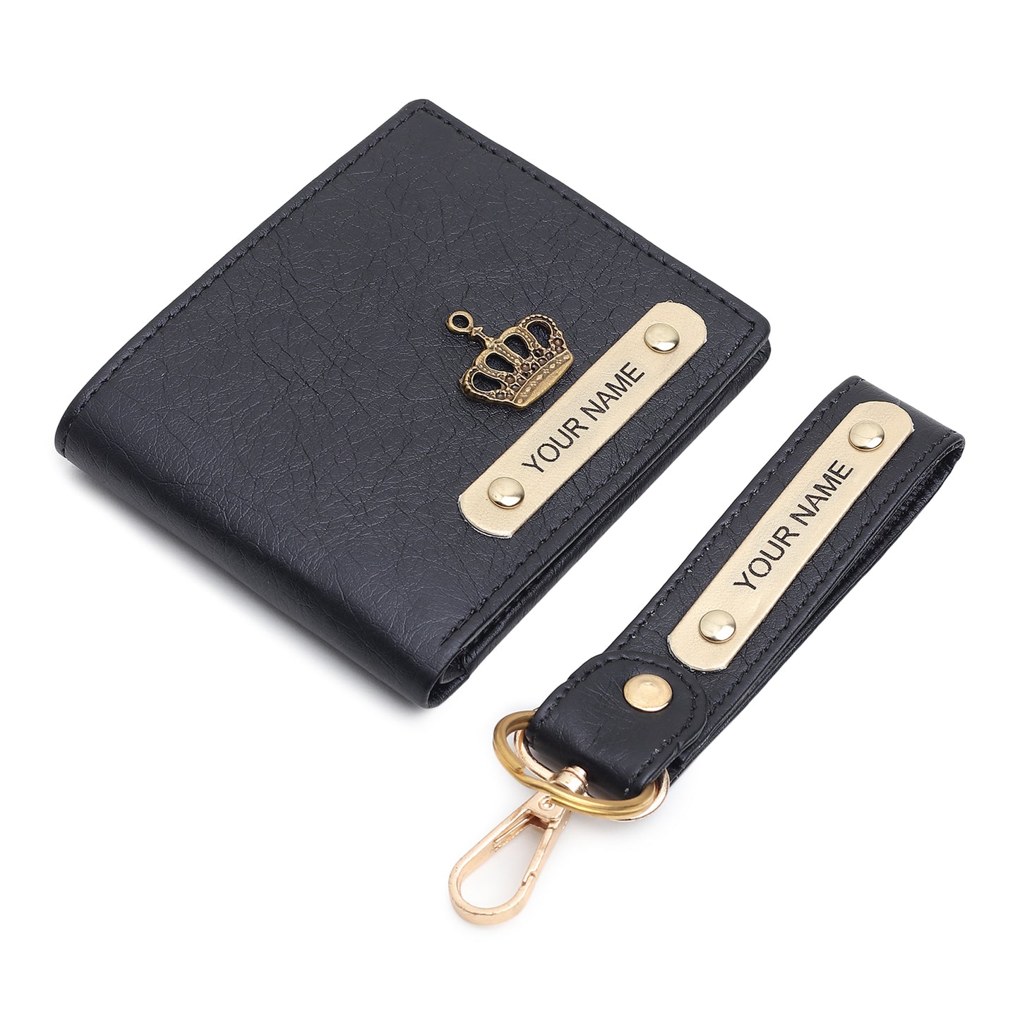 Combo Personalised Leather Wallet for Dad, Handcrafted Fathers Day Gift Idea with Personalised Keychain