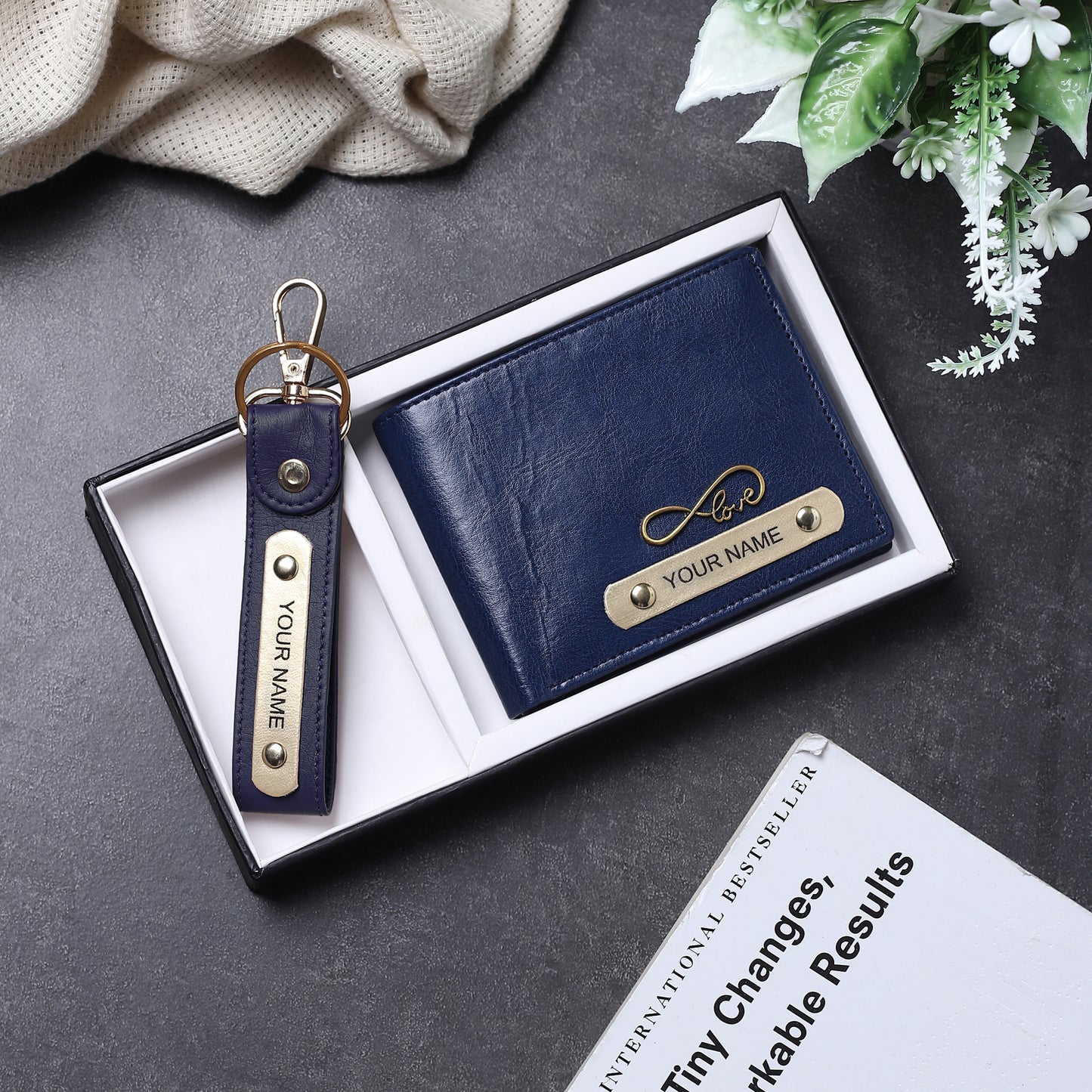 Combo Romantic Love Wallet Handcrafted Engraved Leather Wallet for Valentines Date Night with Customised Keychain