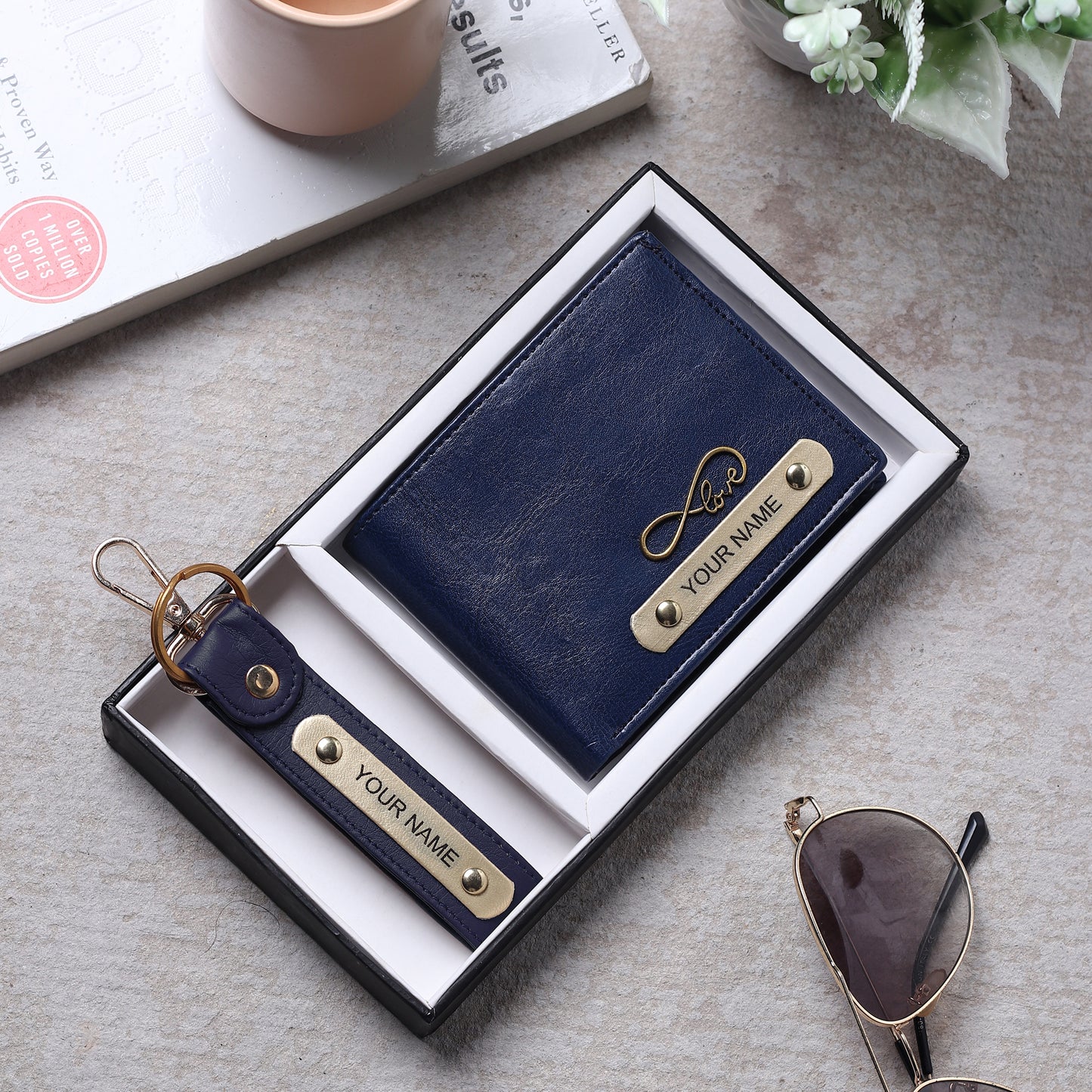 Combo Romantic Love Wallet Handcrafted Engraved Leather Wallet for Valentines Date Night with Customised Keychain